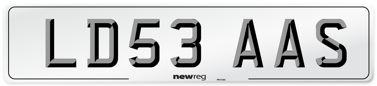 LD53 AAS Number Plate from New Reg